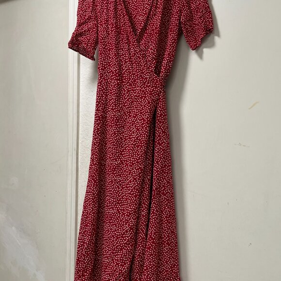 Reformation Dark Red Floral Wrap Maxi Dress | Size M - Picture 6 of 11